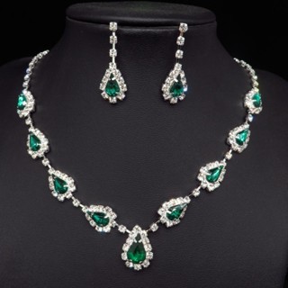 Vòng cổ đá quý Hàn Quốc Bộ vòng cổ nhẫn cưới cô dâu Trang sức thanh lịch