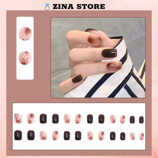 Móng tay giả nailbox 24 móng vuông màu sắc trẻ trung năng động