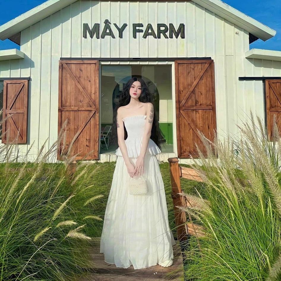 M617 - Sét áo quây cúp kèm chân váy dáng dài bồng bềnh