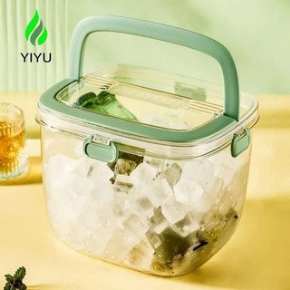 YIYU Hộp đựng đá viên, có kẹp tay cầm có thể gập lại Xô đá trong suốt, Đồ dùng thanh Hộp đá nhựa dung tích lớn Đồ uống làm mát