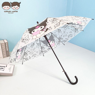 Ô trong suốt mờ ô trẻ em hoạt hình ô sinh viên Sanrio Kuromi tay cầm dài ô trong suốt tự động