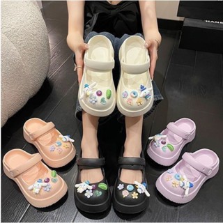 Dép Cross Nữ Búp Bê Đế Độn 3cm, Dép Sục Cute Dáng Đẹp[ Tự Chọn Sticker] Size 36-41 Bách Hóa GiayDep. Store