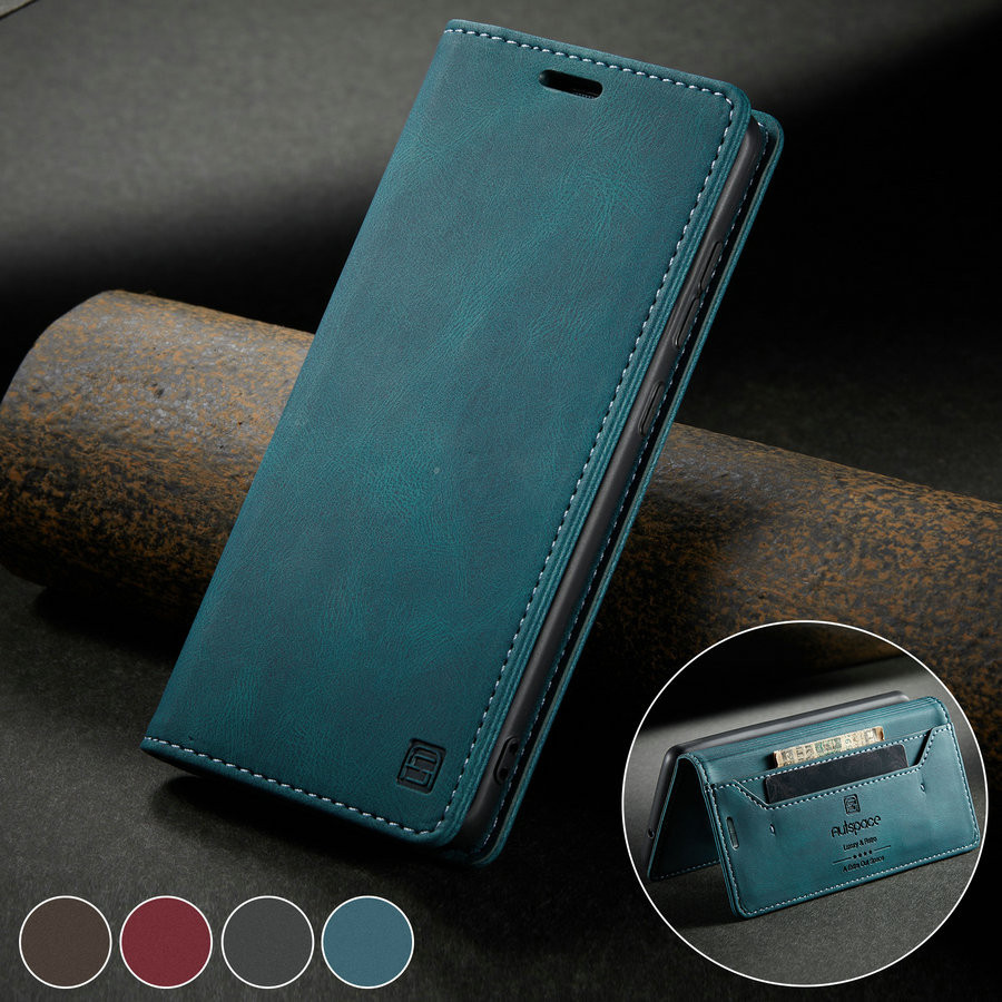 Caseme Flip Case Note 20 A72 A53 A13 S22 Dành Cho Samsung S22 Ultra S10 Plus A51 S21 M31 A70 M30s A52 A71 Da Nam Châm Retro