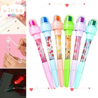 Bút Gel WINTE, Thổi Bong Bóng Với Đèn Led Bong Bóng Bút Bi, Sáng Tạo Văn Phòng Phẩm Viết Vẽ 5 Trong 1 Đa Năng Con Lăn Tem Bút Đồ Dùng Học Tập