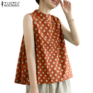 Zanzea Xe tăng chữ A cổ tròn in chấm bi thời trang Hàn Quốc dành cho nữ