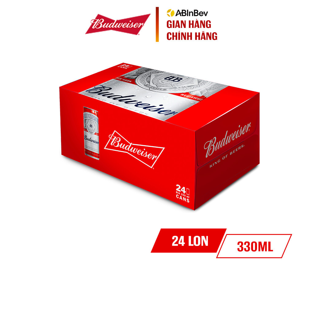 [Budweiser] Thùng 24 Lon Bia Budweiser - 330ml/lon