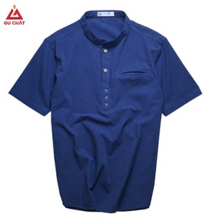 Áo sơ mi nam cổ tàu gu chất - chất đũi linen - gud08