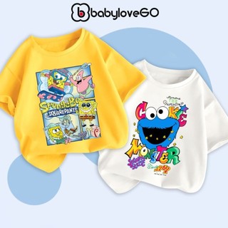 Áo thun bé trai bé gái BabyloveGO áo phông cộc tay cho bé in hình Monster độc đáo