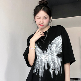 XUANMO Local brand áo thun phông form rộng 100% cotton BIG SIZE Áo thun in hình bướm cỡ lớn dành cho nữ mùa hè Thiết kế thích hợp dáng rộng
