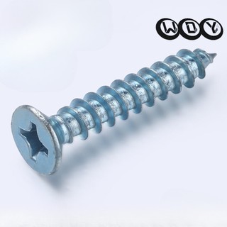  Vít tự khai thác đầu kẽm trắng mạ xanh cứng cường độ cao, vít Phillips đầu phẳng, vít răng gỗ, M3M4M5M6