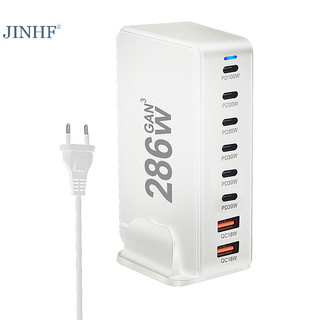 Jinhf 286w máy tính để bàn gan sạc 8 cổng usb type-c pd sạc nhanh trạm điện usb-c cho iphone laptop máy tính bảng android hot