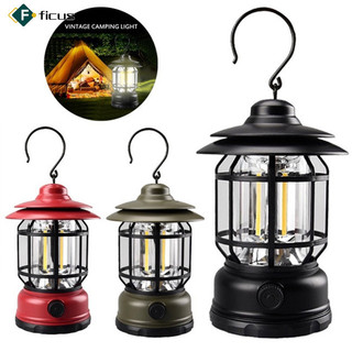 Sẵn sàng! Đèn cắm trại ngoài trời Cob đa chức năng Retro Di động Led treo đèn khẩn cấp Đèn lều