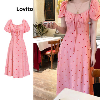 Đầm Lovito buộc dây họa tiết hoa phong cách thường ngày cho nữ L80ED065