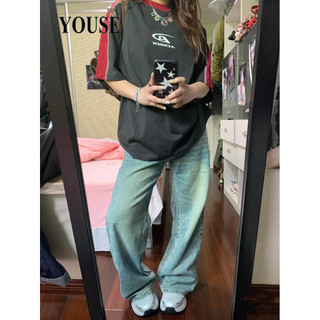 YOUSE áo phông áo thun nữ croptop baby tee Vintage Thời trang Thể thao Cute WTX24514SH 22Z240526