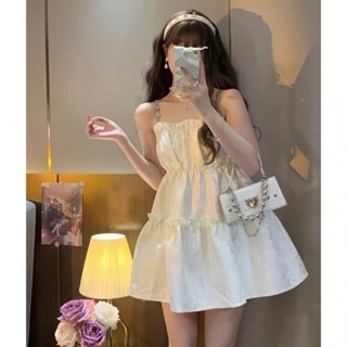 Váy 2 dây BabyDoll Váy cottagecore đầm công chúa Váy trắng tiểu thư đầm 2 dây dáng dài Váy đi biển đầm mùa hè