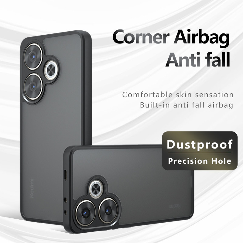 Dành Cho Xiaomi Redmi Turbo 3 POCO F6 Ốp Lưng ELVEV Chống Sốc Mờ Da PC + TPU Chống Vân Tay Trong Suốt