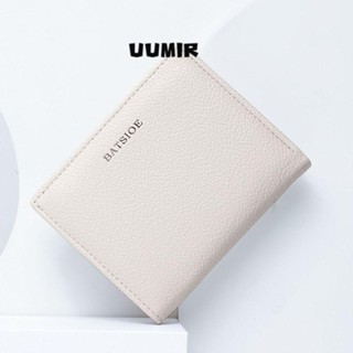 UUMIR Ví đựng tiền xu, Ví ngắn dung tích lớn mỏng, Túi xách nữ màu trơn bằng da PU thời trang dành cho sinh viên