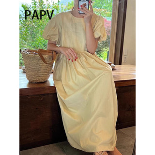 Đầm tay bong bóng dáng rộng xếp ly cổ tròn sang trọng Papv 2851