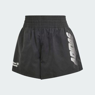 Adidas phong cách sống quần short cạp cao họa tiết graphic bên hông nữ đen ii5625