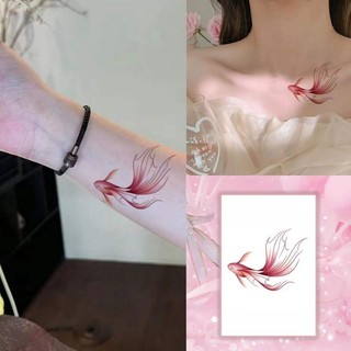 Hình xăm hình cá đuôi đỏ hình xăm cô gái dễ thương xương đòn hình xăm chống thấm nước kéo dài trong 7 ngày hình xăm giả tạm thời