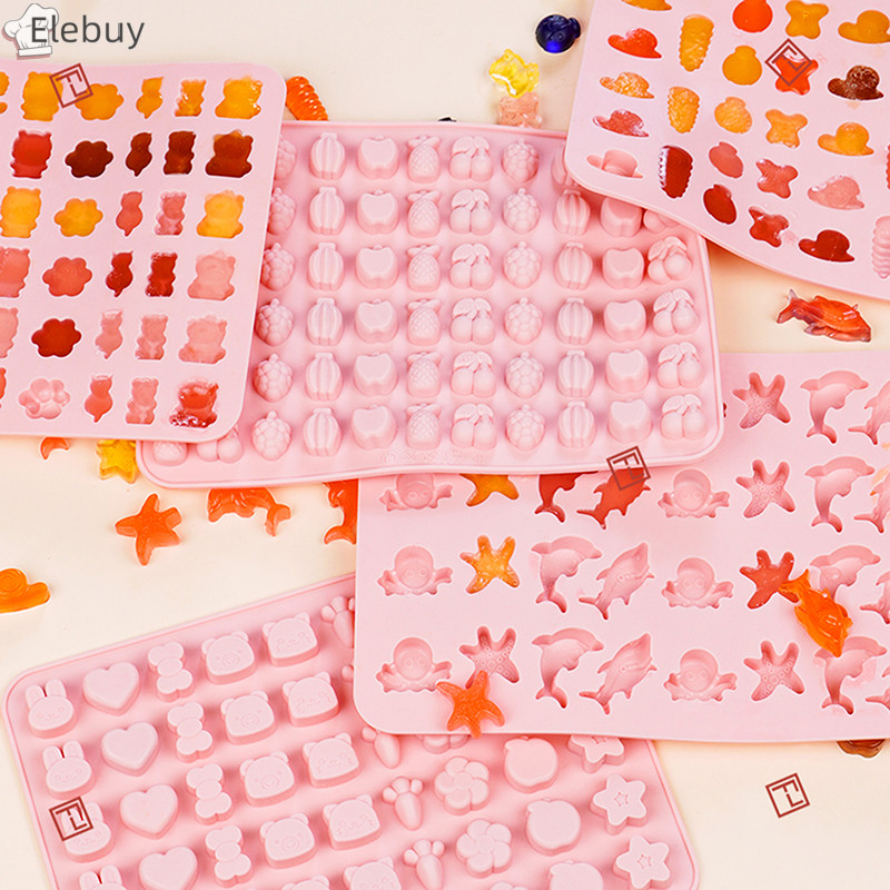   Elebuy  Hỗn Hợp Trái Cây Động Vật Silicon Khuôn Socola Thỏ Cá Fudge Kẹo Thạch Khuôn Hình Học Trái Tim Trang Trí Bánh Nướng Khay Đá Quà Tặng Mới 