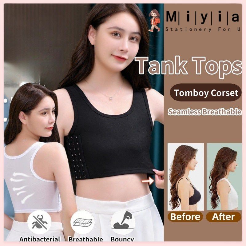 Tomboy Corset Trans Chest Binder Vest Flat Breast Slim Shaper Lưới thoáng khí Áo lót ba lỗ Định hình miyia.vn