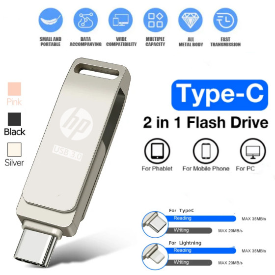 Ổ đĩa Flash HP Usb Pendrive 1TB Otg Loại C 2 trong 1 iXpand Ổ đĩa Flash 512GB Usb C Pendrive cho ổ đ