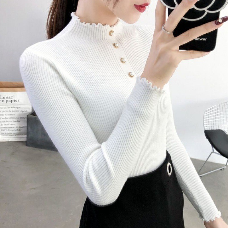 YAYUAN Áo len dài tay của phụ nữ