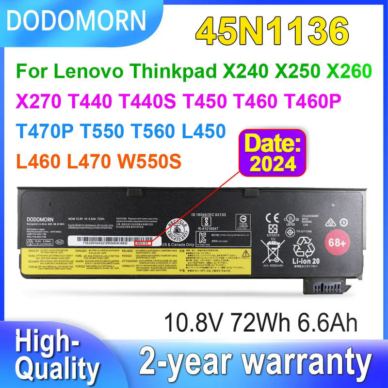 DODOMORN 45N1136 Laptop Battery For Lenovo Thinkpad X240 X250 X260 X270 T440 T440S T450 T460 T470P T