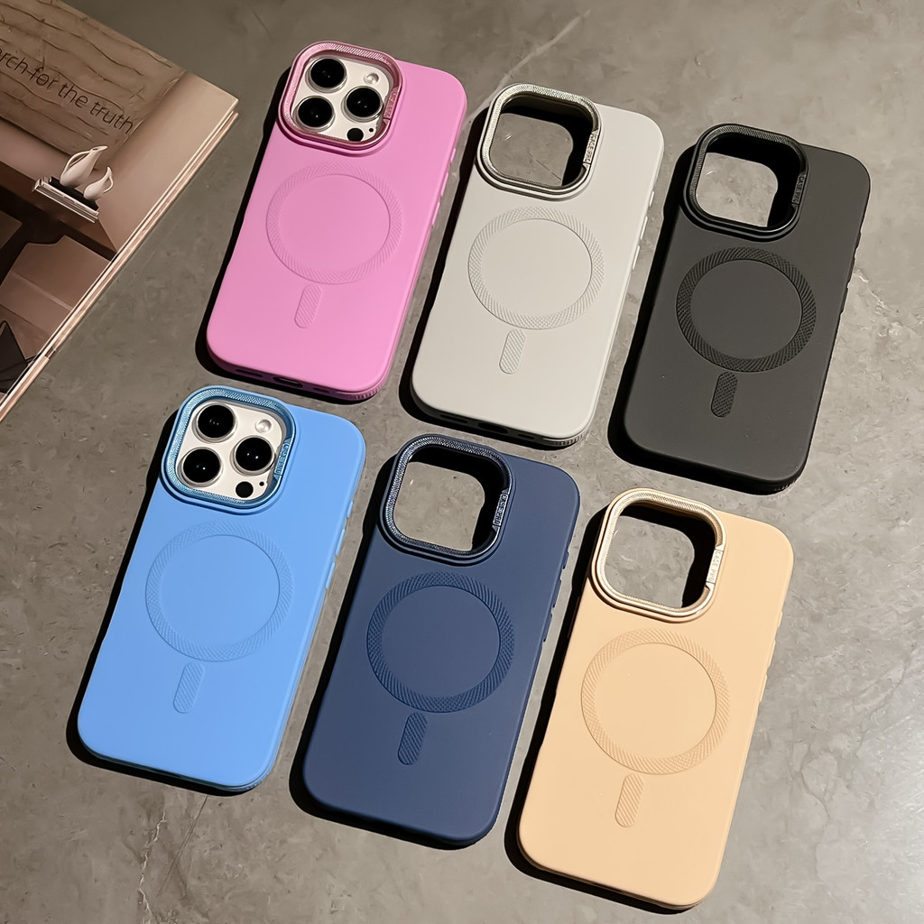 Ốp Điện Thoại Sạc Không Dây Từ Tính Màu Trơn Đơn Giản Cho iPhone 16, 15, 14, 13, 12, 11 Pro Max Ốp Lưng Mềm Chống Sốc Silicon Hợp Thời Trang