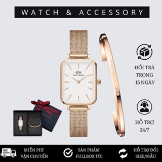 Đồng Hồ Nữ  Quadro Pressed Melrose White & Vòng Tay Classic Cuff V1 D_W Chính Hãng - DANIEL WATCH STORE VN