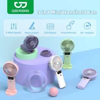 GOOJODOQ Quạt Mini cầm tay 1200 mAh có thể sạc lại cho trường học có đèn USB nhỏ chạy điện cho trẻ em