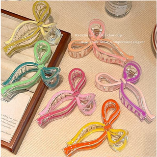 Ins Bow Knot Shape Kẹp Tóc Sáng Tạo Thanh Lịch Cá Mập Kẹp Màu Kẹo Phụ Kiện Tóc Tiện Lợi