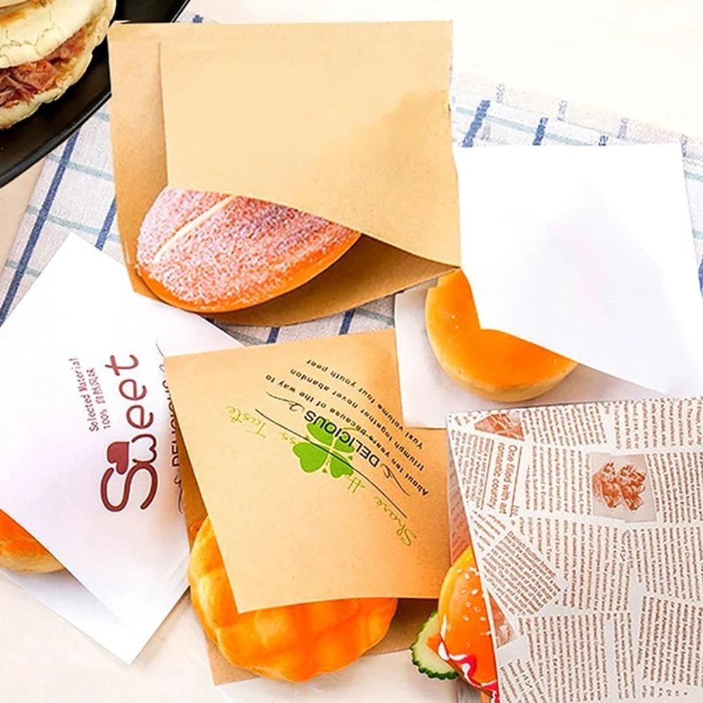 Vortex 100 Cái Gói Bánh Sandwich, Giấy Kraft Mở Hình Tam Giác Vuông Chống Dầu, Túi Đóng Gói Hạt Doughnut In Chống Thấm Nước 15x15cm Túi Hamburger Dùng Một Lần Đảng