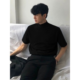 Áo Thun Nữ Tay Ngắn Nam Mùa Hè Phong Cách Mới Nửa Cổ Cao Hợp Thời Trang Phong Cách Mới Bên Trong Đáy Áo Sơ Mi