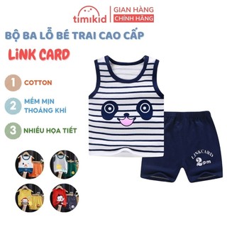 Bộ Quần Áo Ba Lỗ Cho Bé Trai Link Card Cotton Mềm Mịn, Thoáng Khí - Timikid
