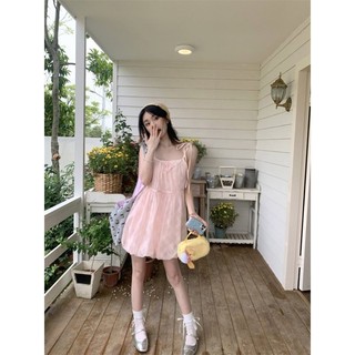 Mùa Hè Mẫu Mới Khí Chất NHẸ NHÀNG NGỌT NGÀO Váy Liền Nụ Hoa Màu Hồng Cá Tính Thời Trang Nữ Thời Trang