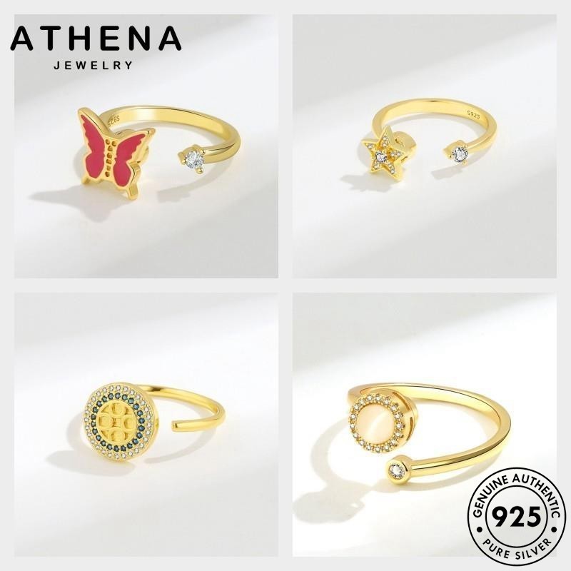 Athena JEWELLY Vàng Có Thể Điều Chỉnh 925 Nhẫn Nữ Kim Cương Thời Trang Moissanite Bạc M119