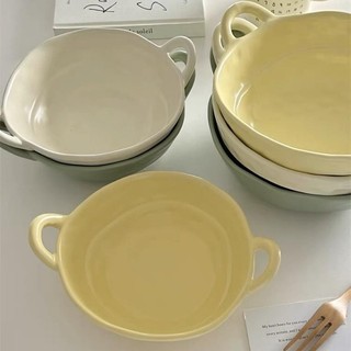  Bát hai tai phong cách Bắc Âu bát mì bát súp nồi chiên không khí lò vi sóng bát salad bát đĩa gốm sứ gia dụng sáng tạo 