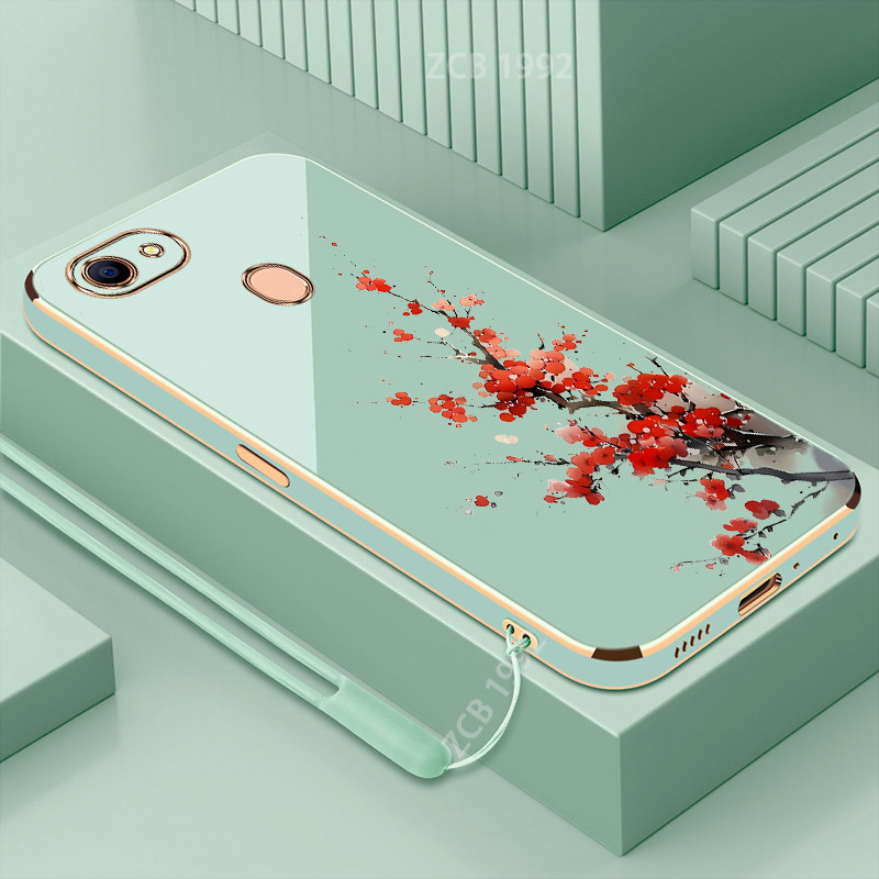 Ốp lưng OPPO F5 F7 OPPO F5 Ốp điện thoại TPU silicon cạnh thẳng mạ điện hoa mận hấp thụ sốc OPPO F5 