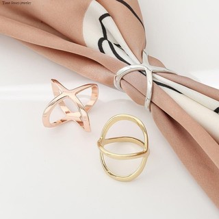Sáng Tạo Miking Silk scarf khóa Đa Năng X Cross rỗng mặt mịn khăn choàng khóa
