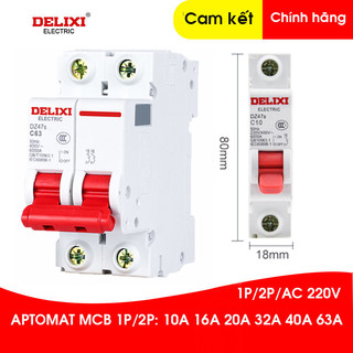 Át 1p 2p 10a đến 63a 220v aptomat delixi át cài ray aptomat mcb 2p delixi, át tô mat, cb ac, cb tép 10a đến 63a