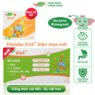 Kẽm Hữu Cơ Cho Bé Fitolabs ZinC Cho Bé Giúp Tăng Sức Đề Kháng, Kích Thích Ăn Ngon, Hấp Thu Tốt Hộp 20 Ống FITO10