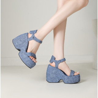 Giày sandal mùa hè 2024 siêu cao gót đế dày nữ 12.5cm giày cao gót velcro nêm