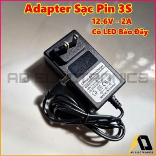 Adapter sạc pin lion 3S 12.6V 2A Loại tốt có Led báo đầy, tự ngắt sạc khi đầy pin