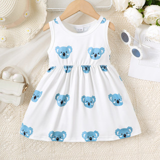 Đầm Suspender Cho 0-3 Tuổi Sơ Sinh Bé Gái Tay Koala Hoạt Hình Họa Tiết Động Vật Phong Cách Thời Trang Mùa Hè Hàng Ngày Mặc Quần Áo Cho Bé