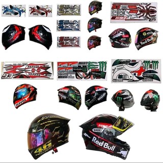 Tem dán mũ bảo hiểm full face nhiều mẫu,Decal PVC chống nước Helmet