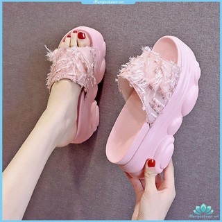 Giày Sandal Đế Dày Nữ Bên Ngoài Mặc Nền Tảng Dép Thời Trang Influencer Nêm Gót Bên Trong Anh