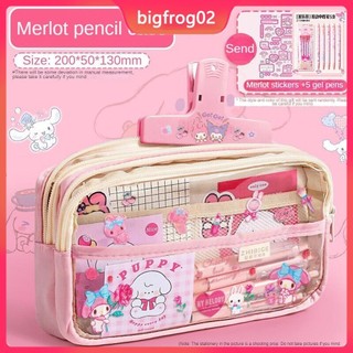 Sanrio Cinnamoroll Hộp Đựng Bút Chì Dung Tích Lớn Trong Suốt Kuromi Giai Điệu Văn Phòng Phẩm Bảo Quản Túi Đựng Mỹ Phẩm