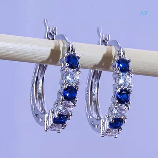 Aasleaty Nhiều Màu Hình Bầu Dục Cắt Đá Quý Vòng Bông Tai Tối Giản Nữ Pha Lê Xanh Bông Tai Tròn Cho Nữ Dễ Thương Cầu Vồng Zircon Bông Tai Cưới